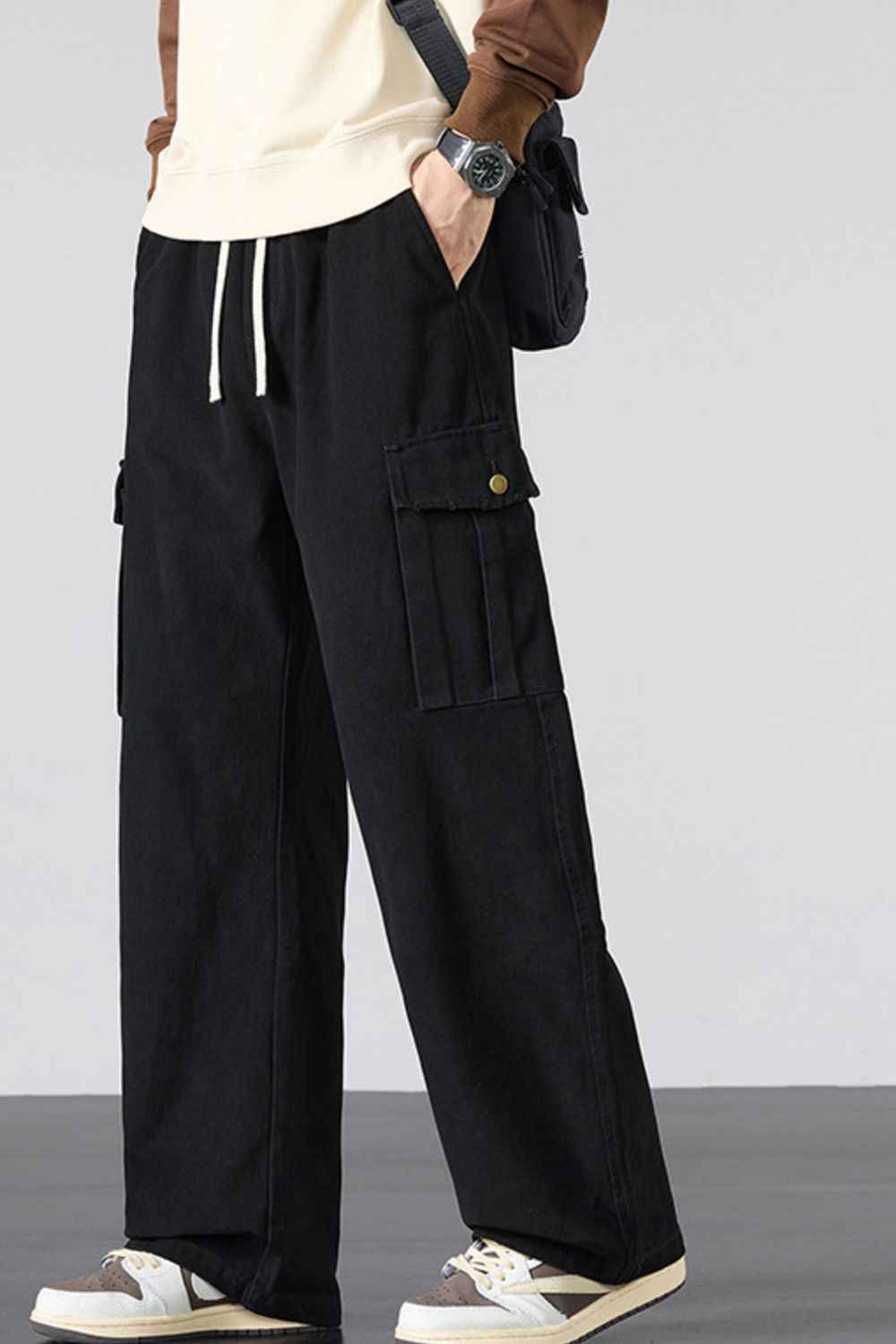 Men's Plus Size Drawstring Loose Fit Cargo Pants