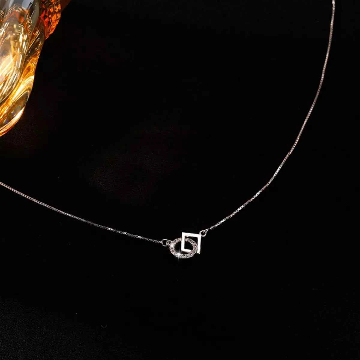 925 Sterling Silver Zircon Geometric Necklace