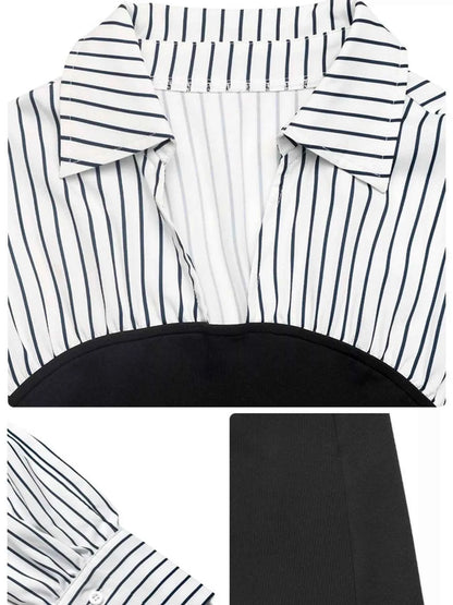 Striped Shirt Panel Bodycon Mini Dress