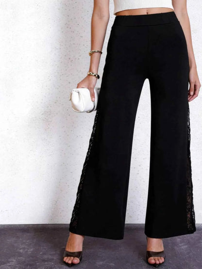 Lace Trim High Waist Pants