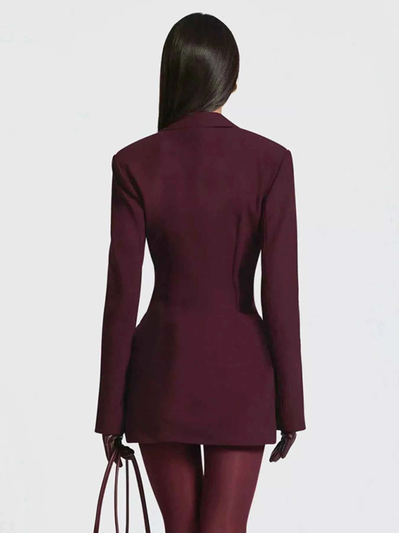 Full Size Blazer-Style Long Sleeve Mini Dress Plus Size