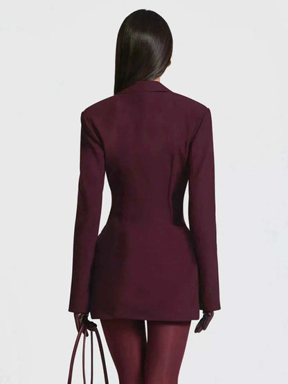 Full Size Blazer-Style Long Sleeve Mini Dress Plus Size