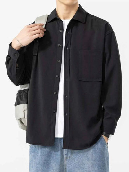 Men's Plus Size Button Up Long Sleeve Shirt