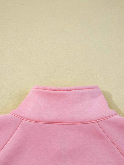 Half Zip Long Sleeve Top and Mini Skirt 2pcs Outfit