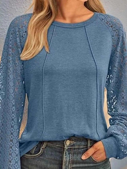Round Neck Lace Sleeve Blouse