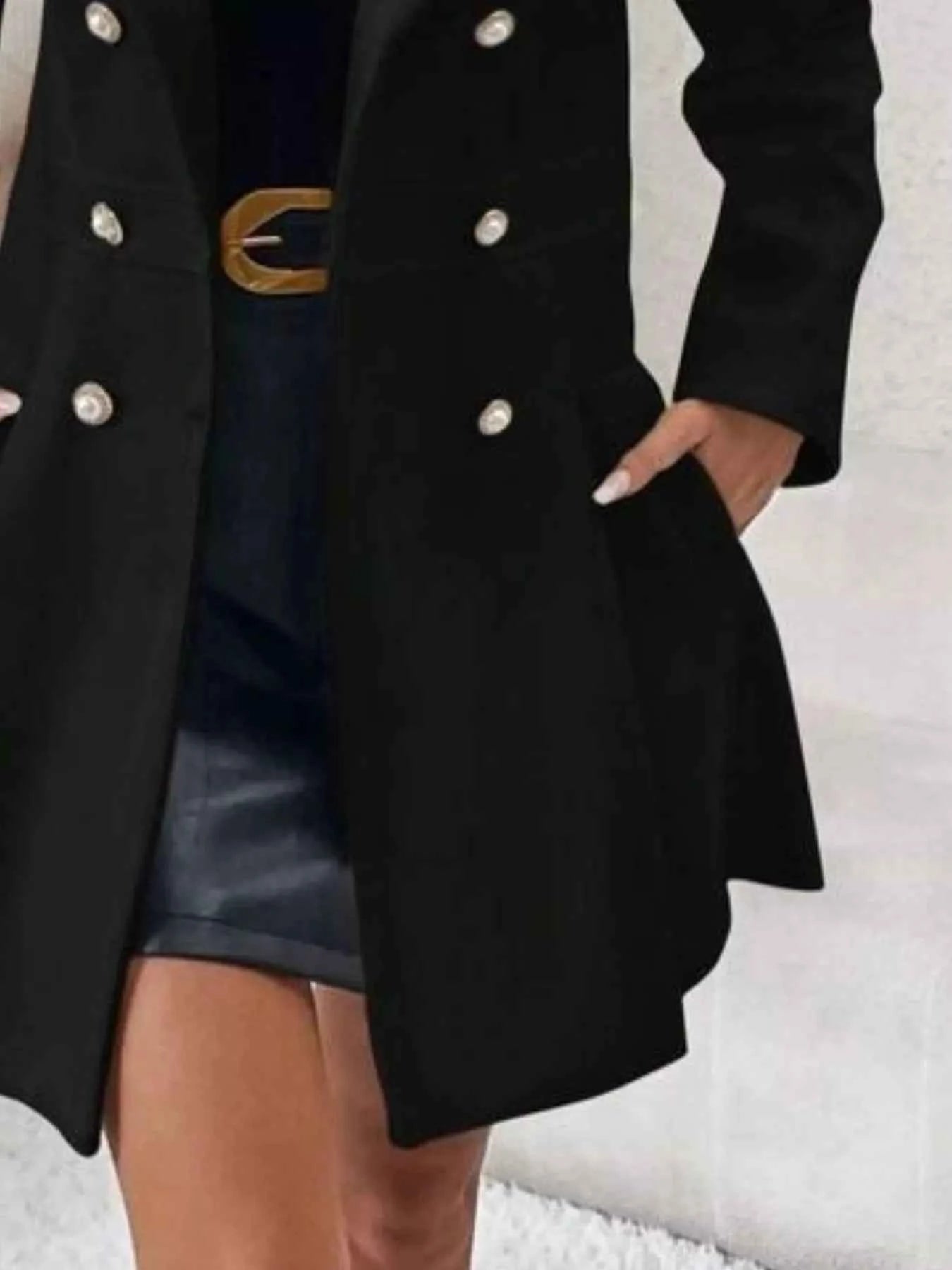 Double-Breasted Wool Blend Coat