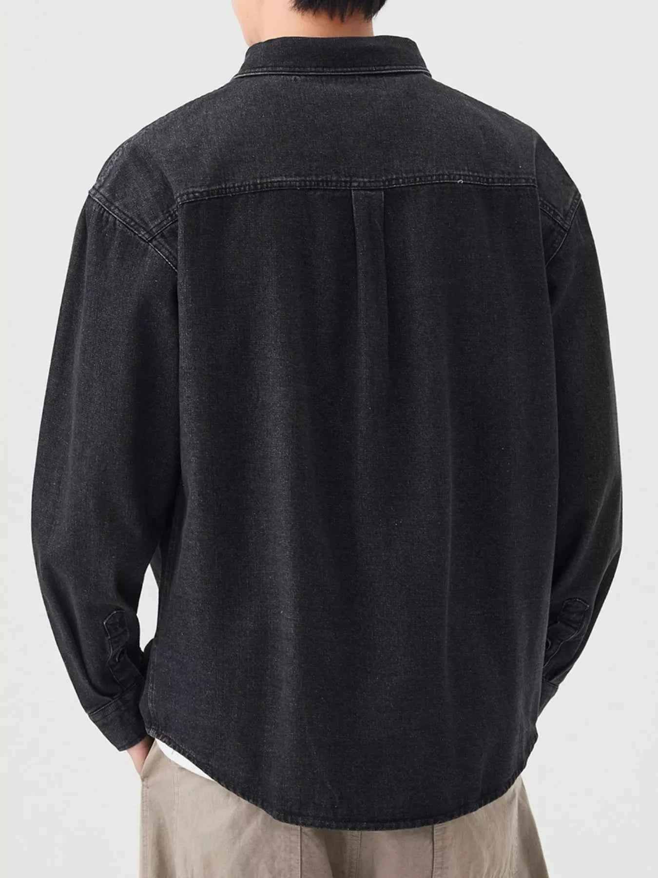 Men's Plus Size Button Up Casual Denim Shirt