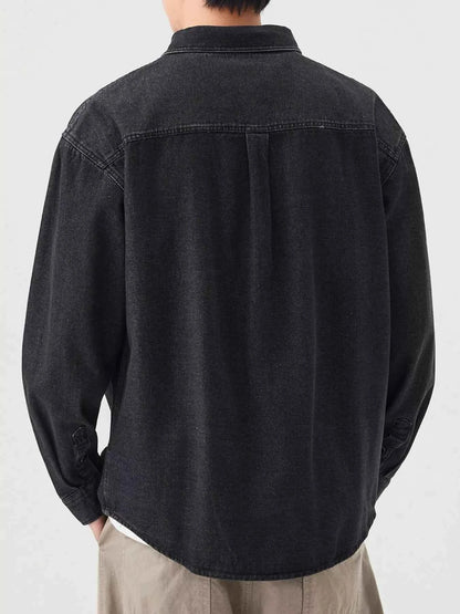 Men's Plus Size Button Up Casual Denim Shirt