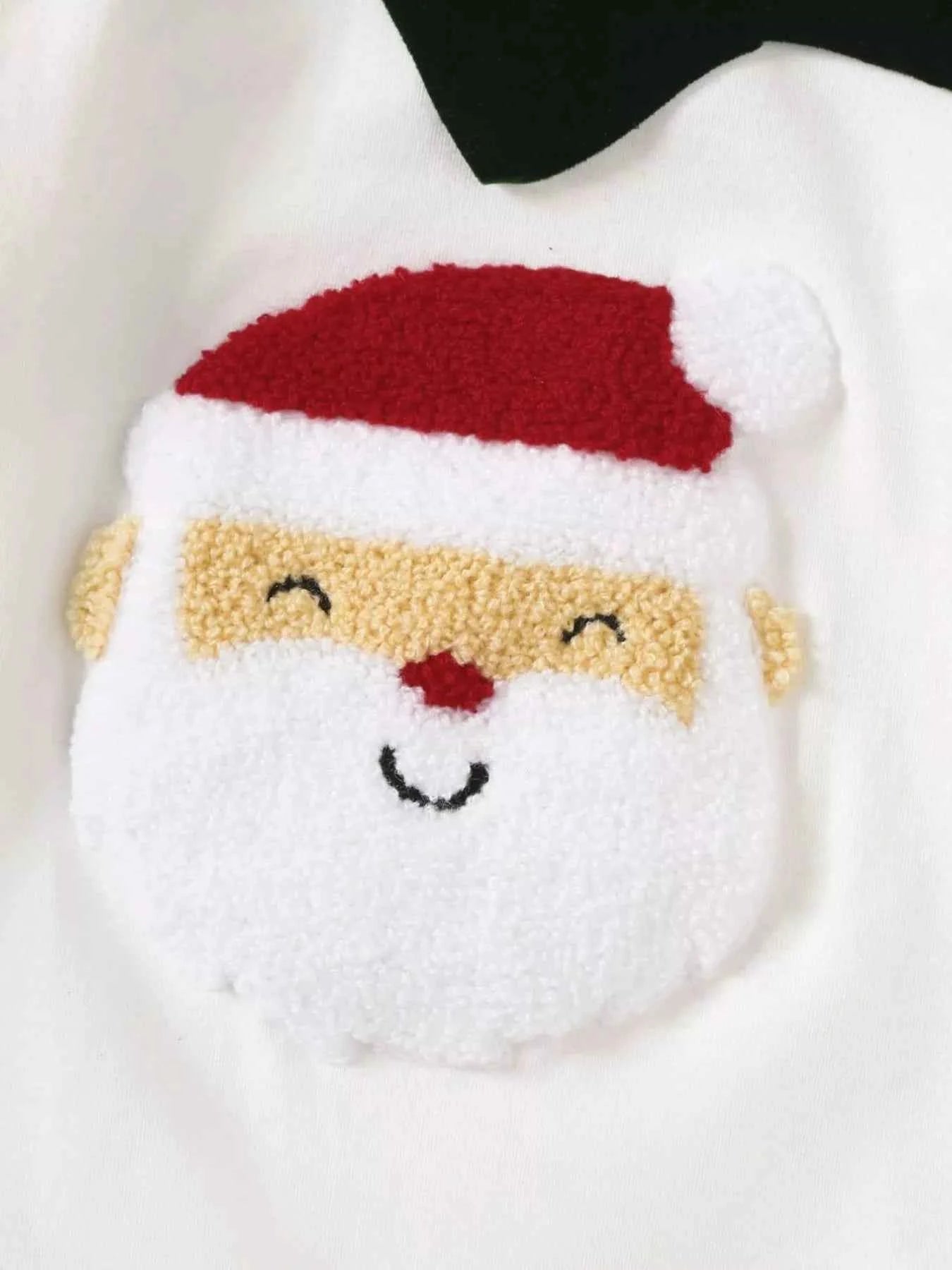 Children's 2-Piece Christmas-Themed Set with Jumpsuit and Santa Claus Hat