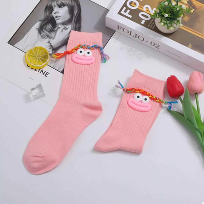 Cartoon Ribbed Knit Crew Socks