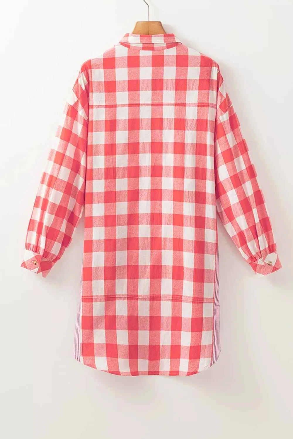 Oversized Plaid Button-Down Shirt Dress