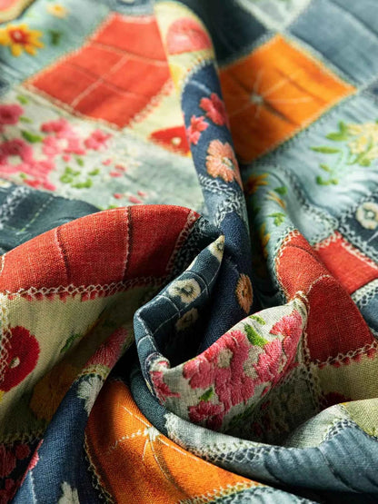 Floral Half Placket Notched Blouse