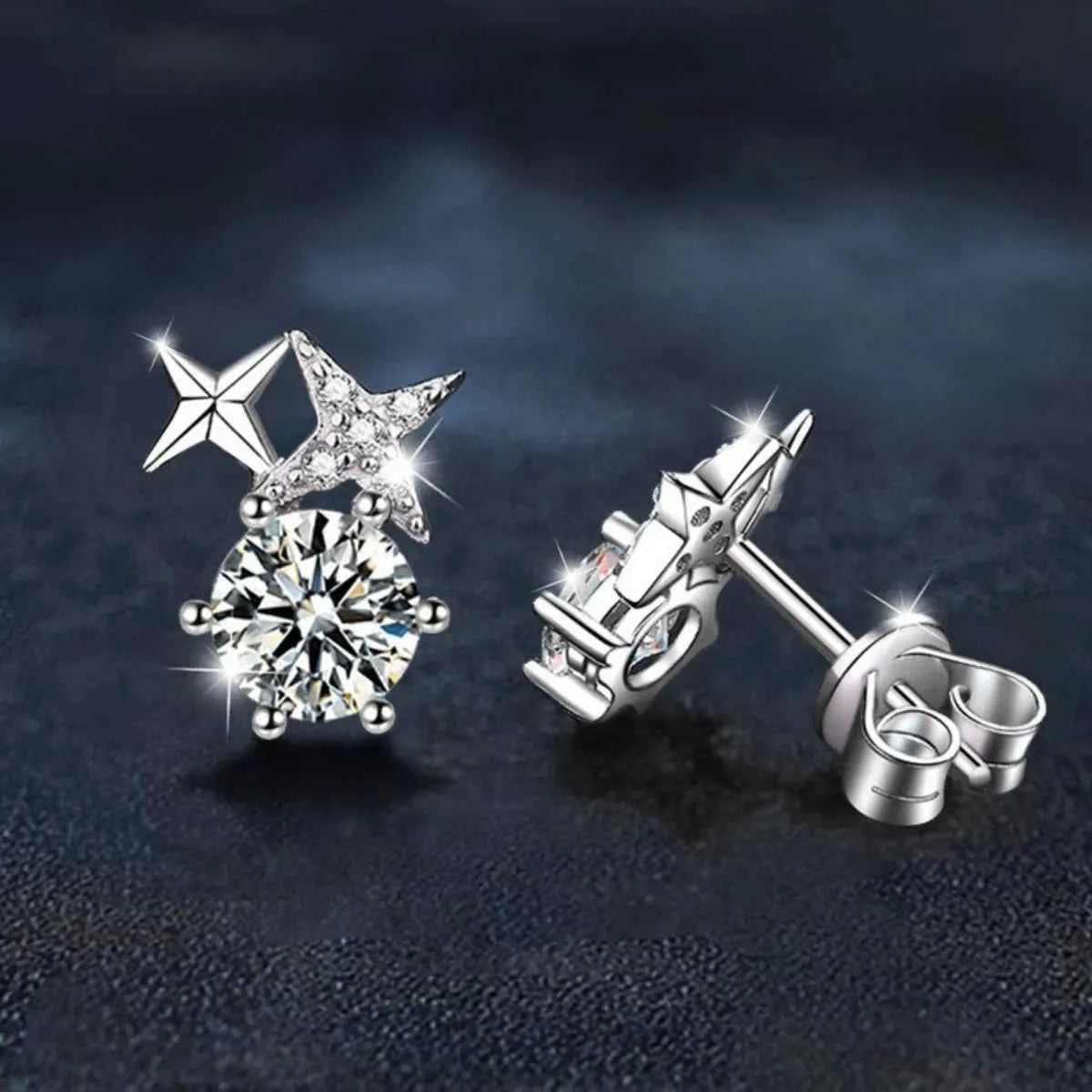 925 Sterling Silver Moissanite Stud Earrings
