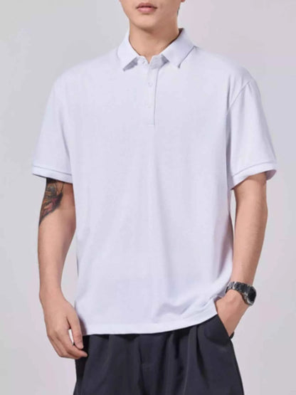 Men's Plus Size Collared Neck Short Sleeve Polo