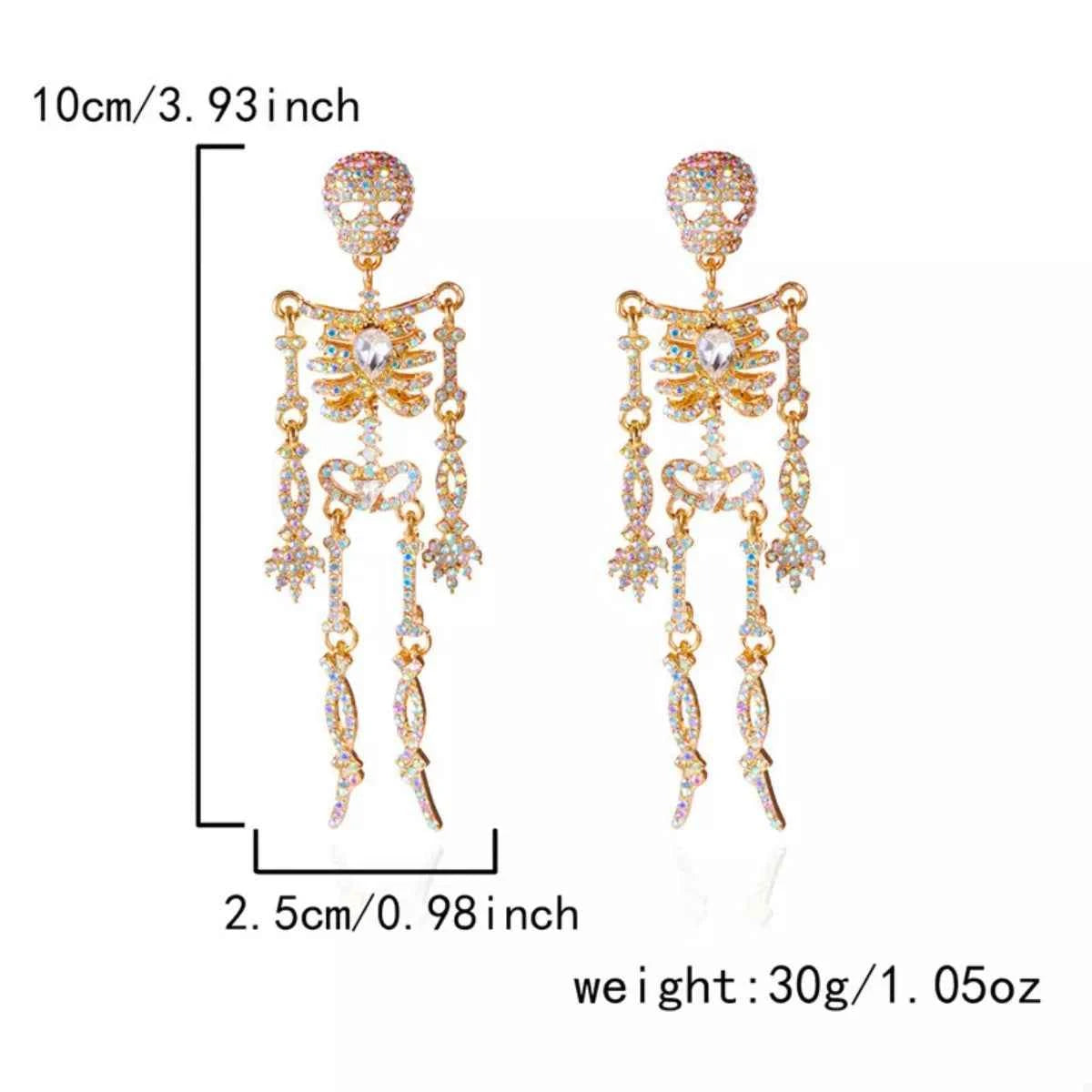 Halloween Skeleton Skull Zircon Drop Earrings