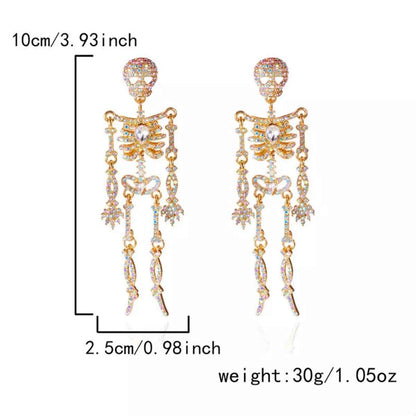Halloween Skeleton Skull Zircon Drop Earrings