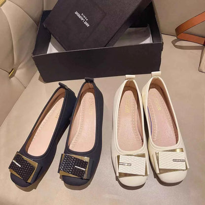 Round Toe Block Heels Slip-Ons