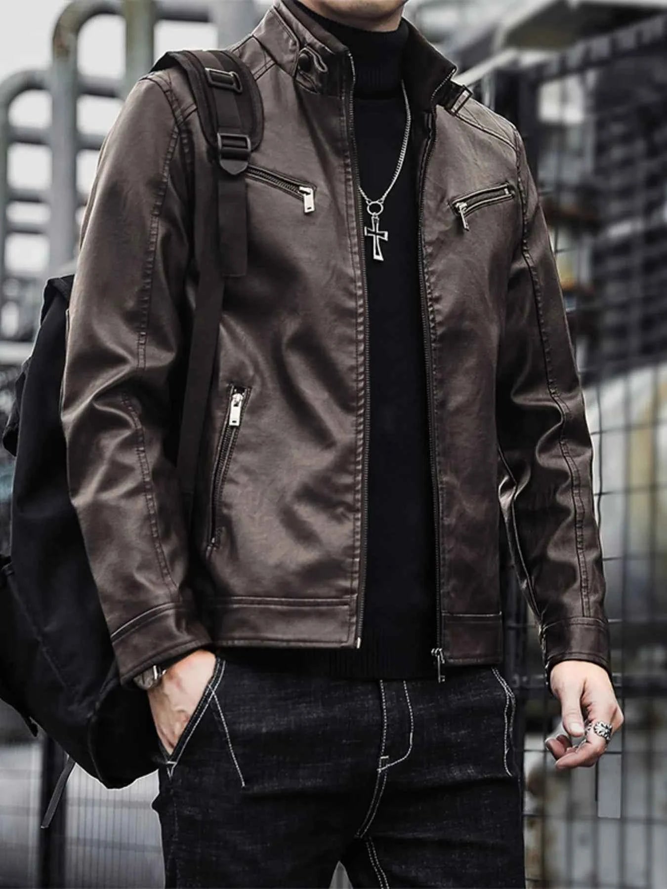 Men's Plus Size Zip Up Long Sleeve Jacket