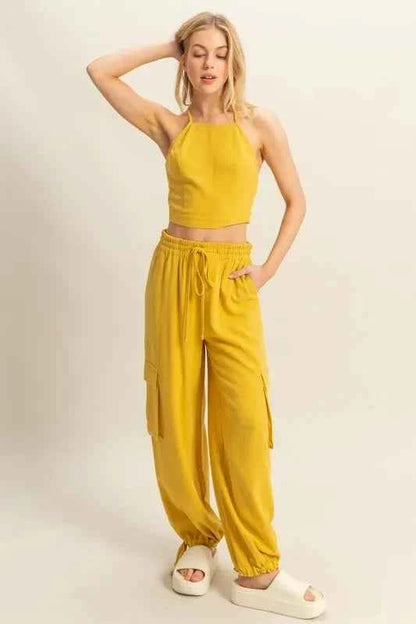 HYFVE Crop Top and Cargo Pants Set