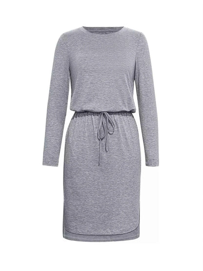 Long Sleeve Drawstring Midi Dress