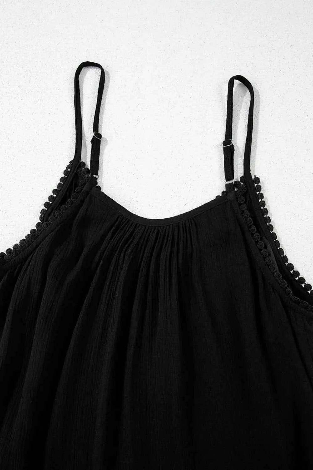 Floral Ruffled Hem Embroidery Cami