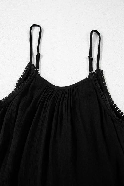 Floral Ruffled Hem Embroidery Cami