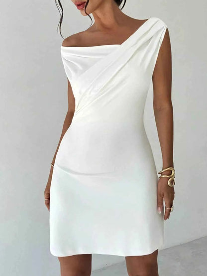 Elegant Off-Shoulder Draped Mini Dress