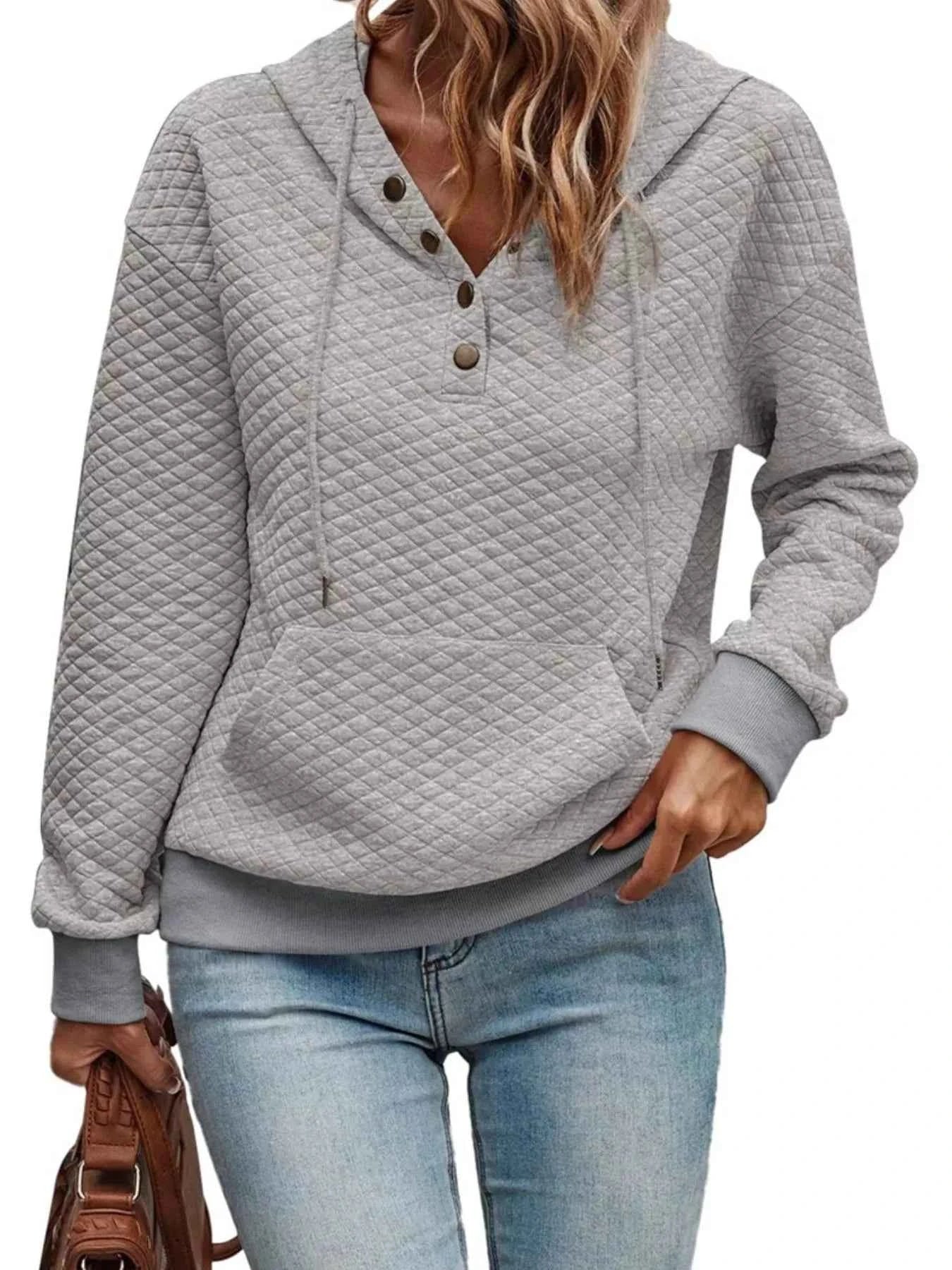 Drawstring Textured Dropped Shoulder Hoodie