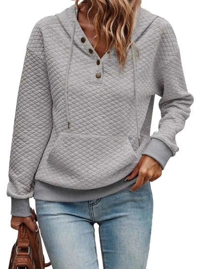 Drawstring Textured Dropped Shoulder Hoodie