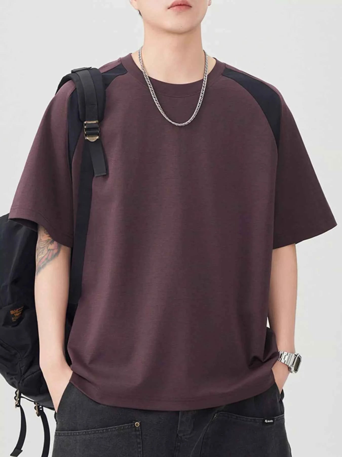 Men's Plus Size Contrast Round Neck Short Sleeve T-Shirt