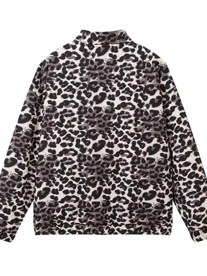 Leopard Print Oversized Bomber Jacket