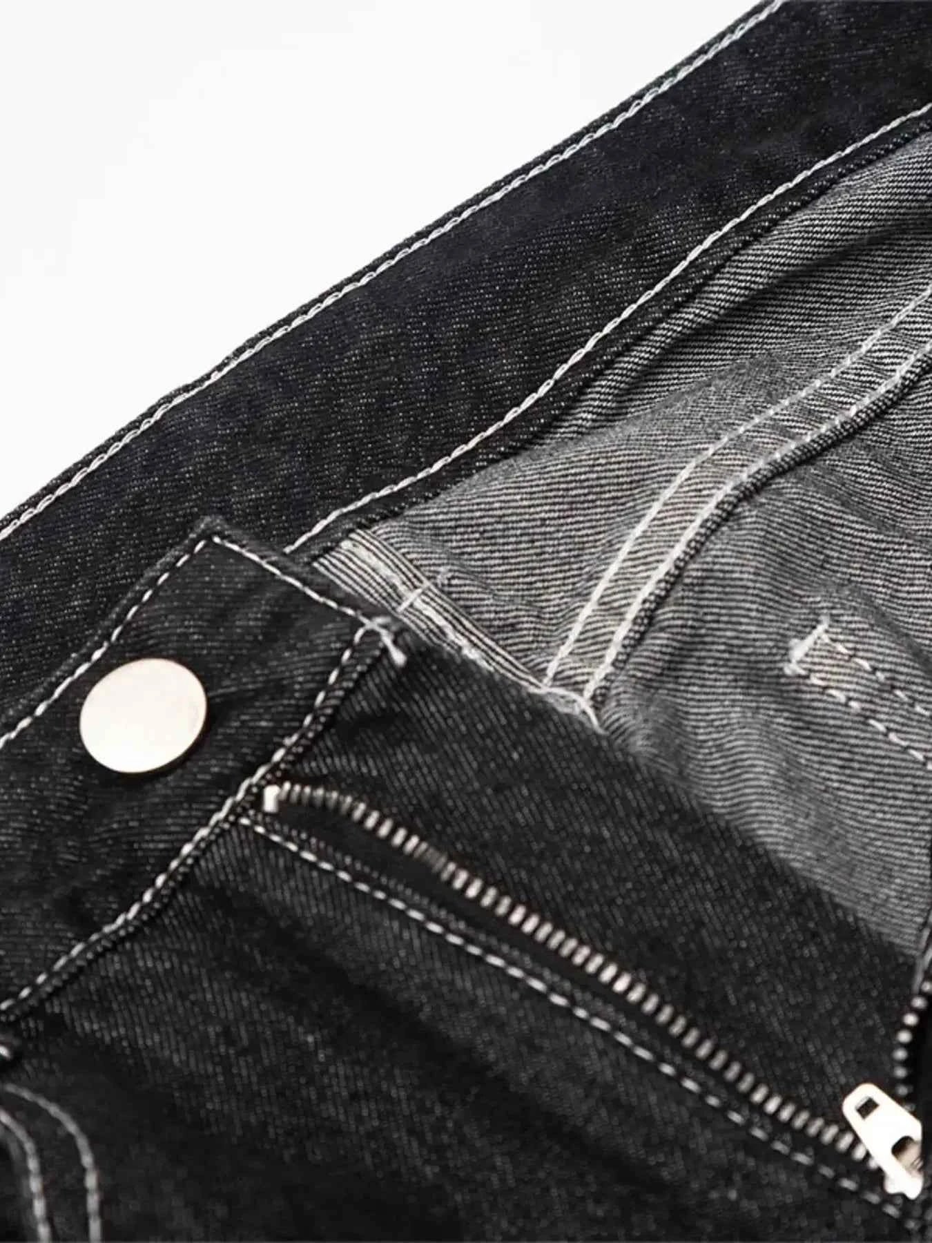 Men's Skeleton Embroidered Straight Leg Jeans