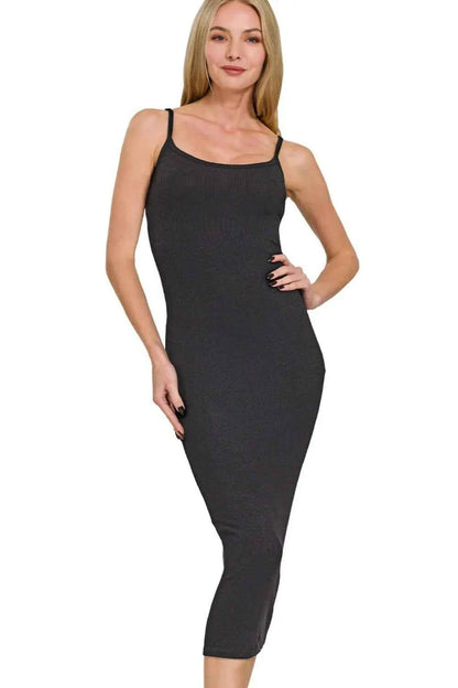Zenana Ribbed Bodycon Midi Dress