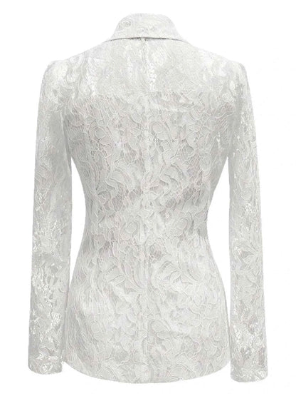 Floral Pattern Lace Single-Breasted Blazer