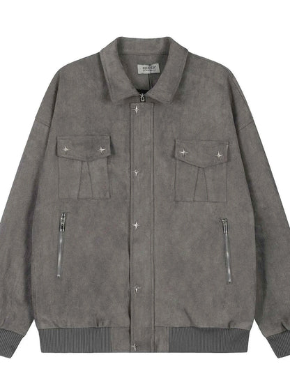 Men's Collared Neck Long Sleeve Jacket