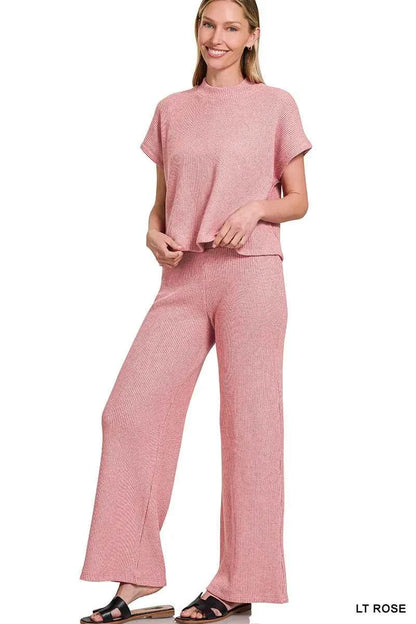 Zenana Sweater Boxy Top & Long Pants Set