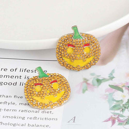 Demon Pumpkin Rhinestone Alloy Earrings