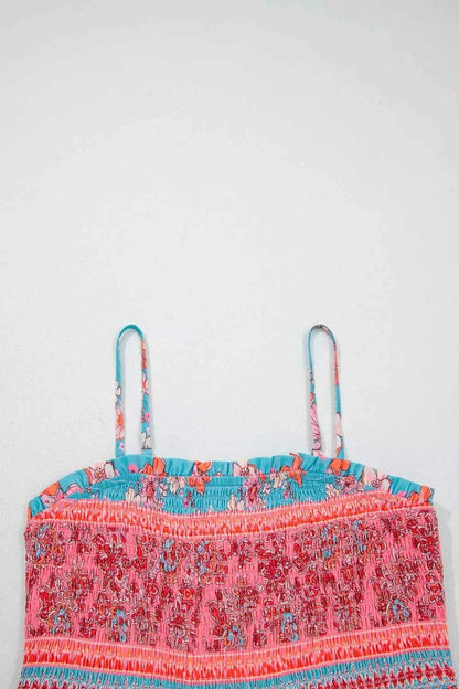 Bohemian Ethnic Print Spaghetti Straps Vacation Maxi Dress