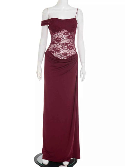 Split Lace Bodice Maxi Dress