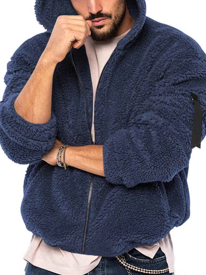Men's Full Size Sherpa Fleece Hooded Zip-Up Jacket Plus Size