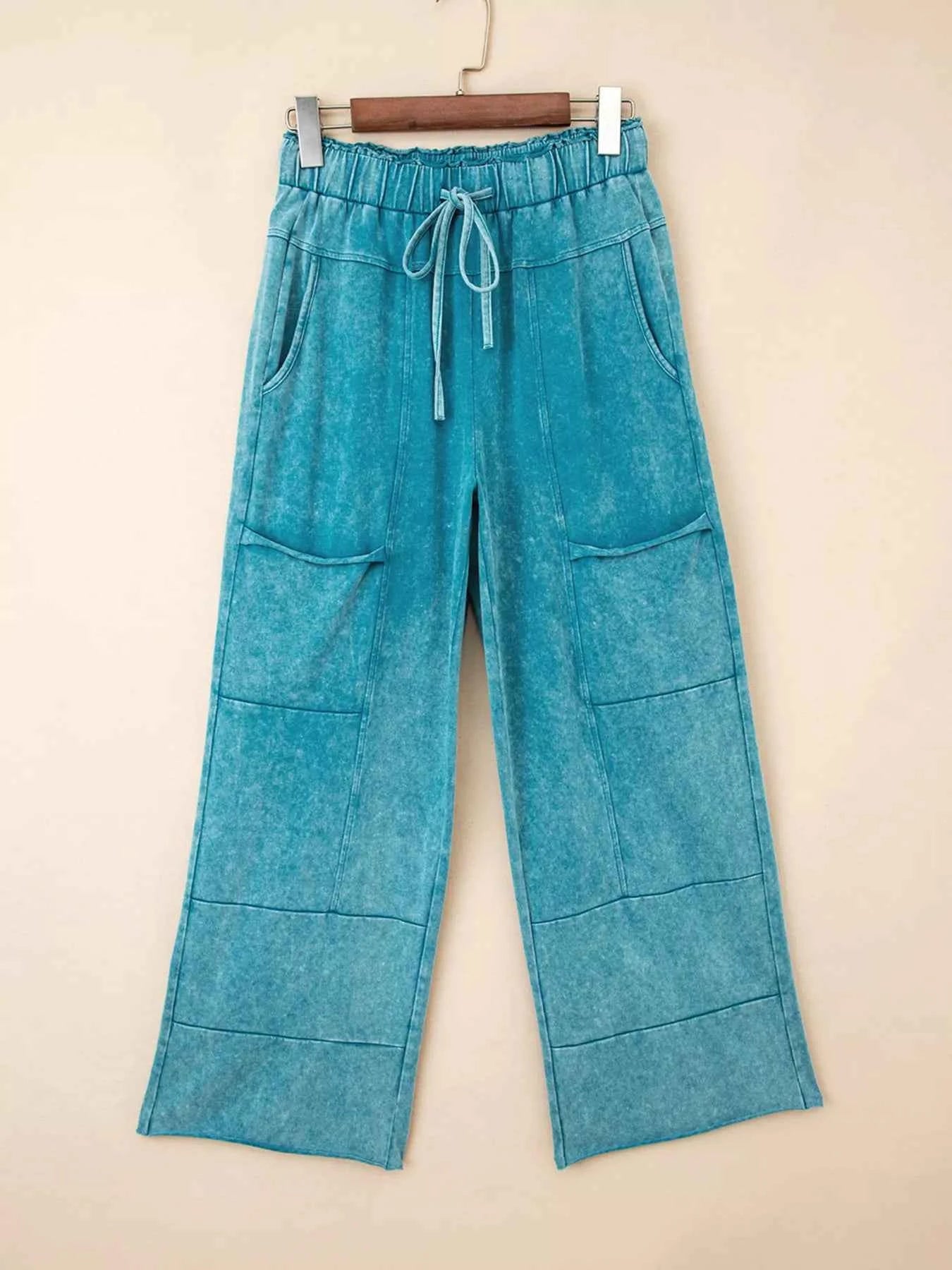 Mineral Wash High Waist Patched Pocket Pants