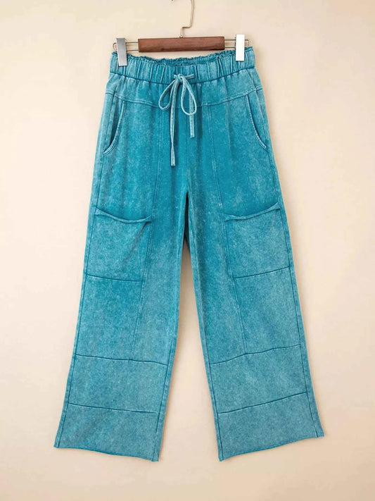 Mineral Wash High Waist Patched Pocket Pants