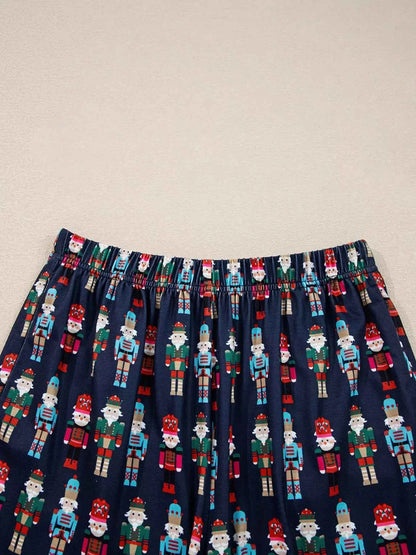 Mama Claus Plaid Letter Tee and Nutcracker Shorts 2pcs Lounge Set