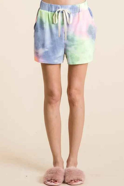 BiBi Tie Dye Casual Shorts with Twill Tape Drawstring
