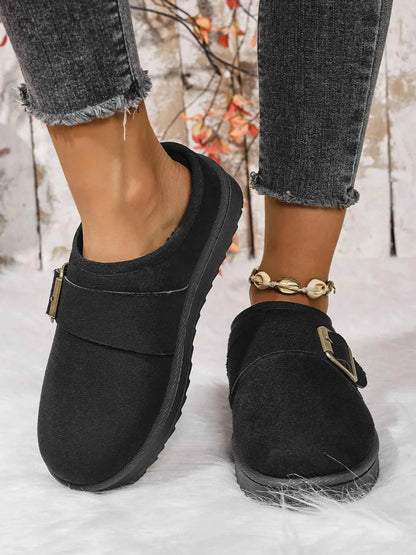 Cozy Buckle Suede Winter Slippers