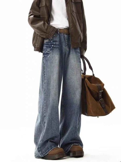 Men's Embellished Wide Leg Jeans