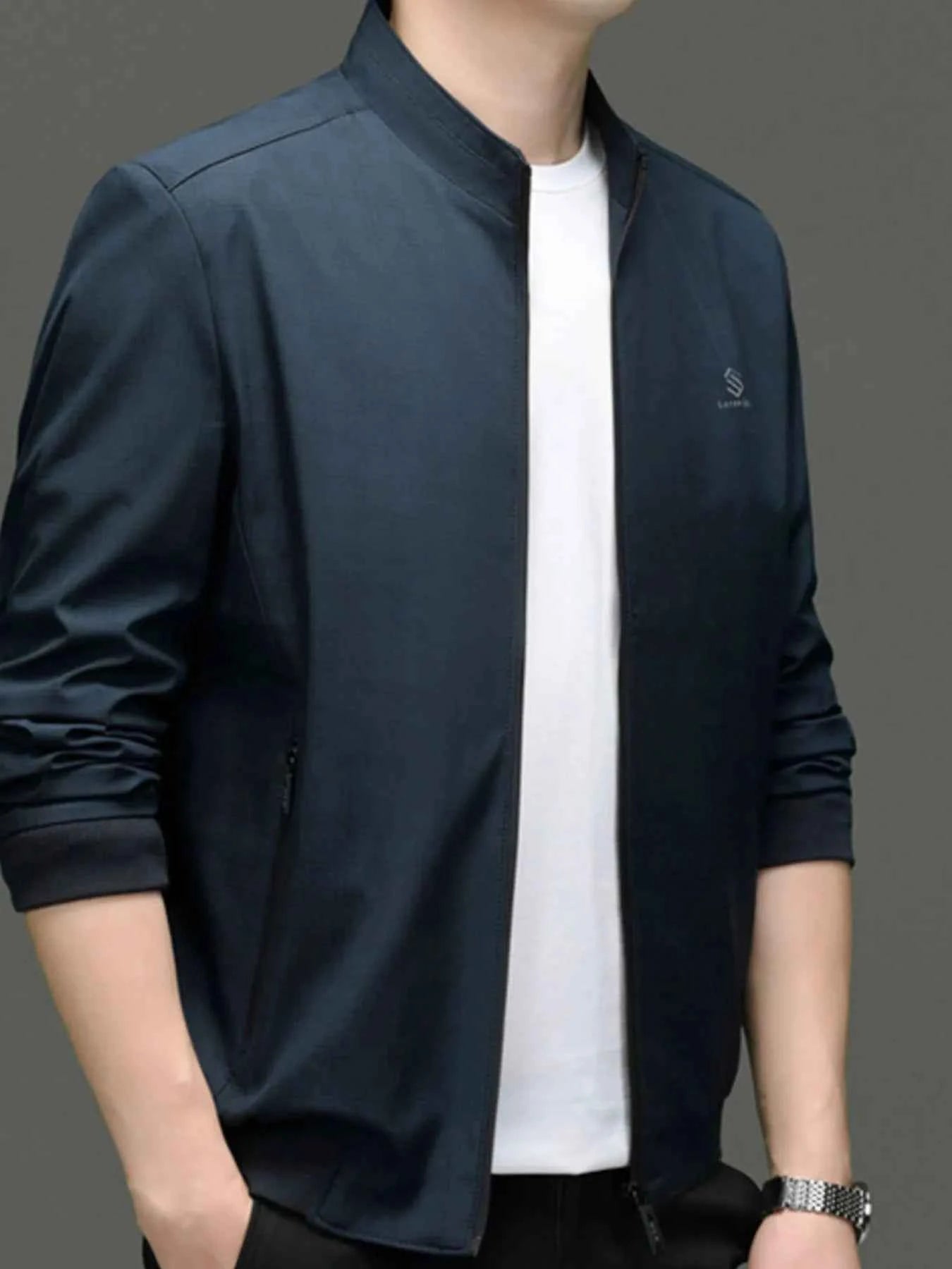 Men's Plus Size Zip Up Slim Fit Jacket