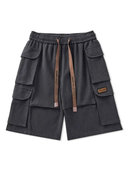 Men's Plus Size Drawstring Wide Leg Cargo Shorts