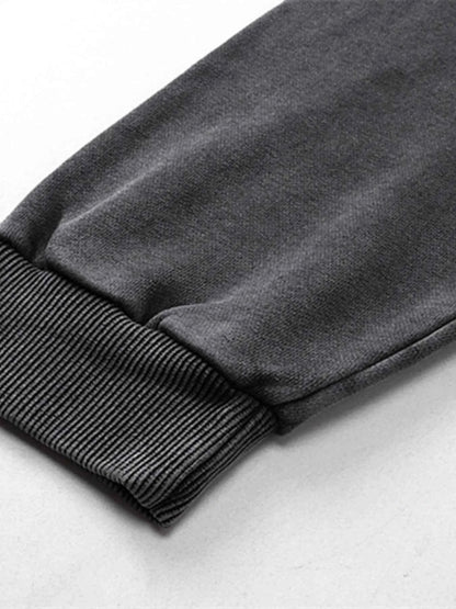 Men's Washed Zip Up Long Sleeve Hooded Jacket