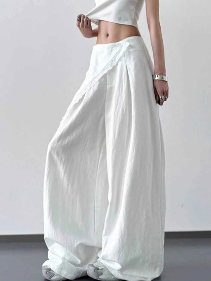 Lace Detail Wide Leg Pants